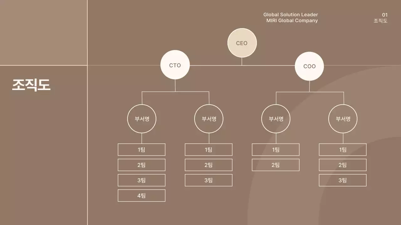갈색과 베이지색의 심플한 회사소개서