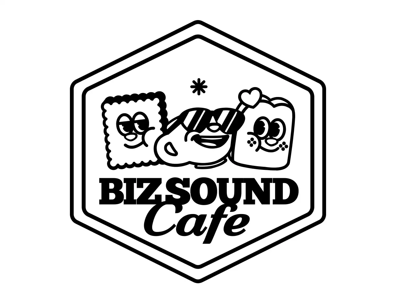 심플하고 귀여운 일러스트 앰블럼 로고 스타일 카페