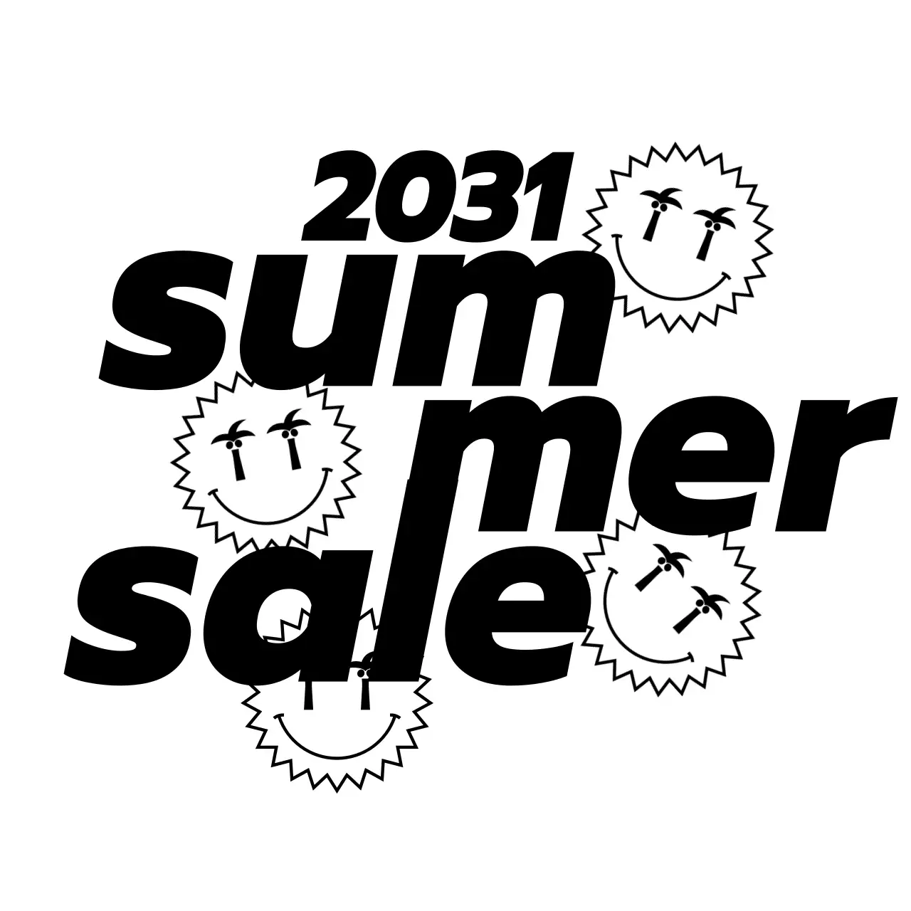 귀엽고 힙한 일러스트와 텍스트 조합 레이아웃 스타일 여름 세일 홍보 및 정보 안내 