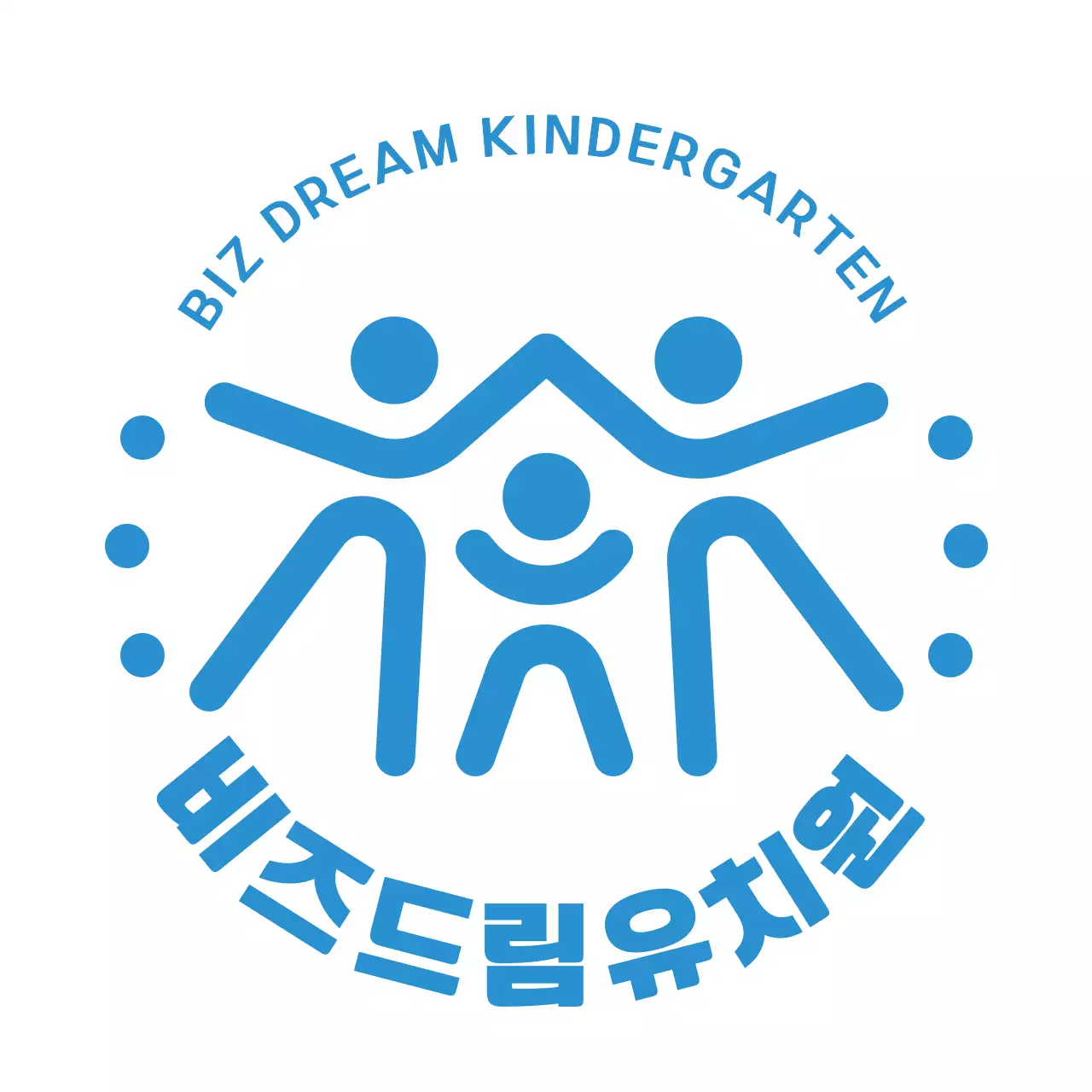 하늘색 단색의 심플하고 깔끔한 사람 심볼 로고 스타일 유치원 원생용 