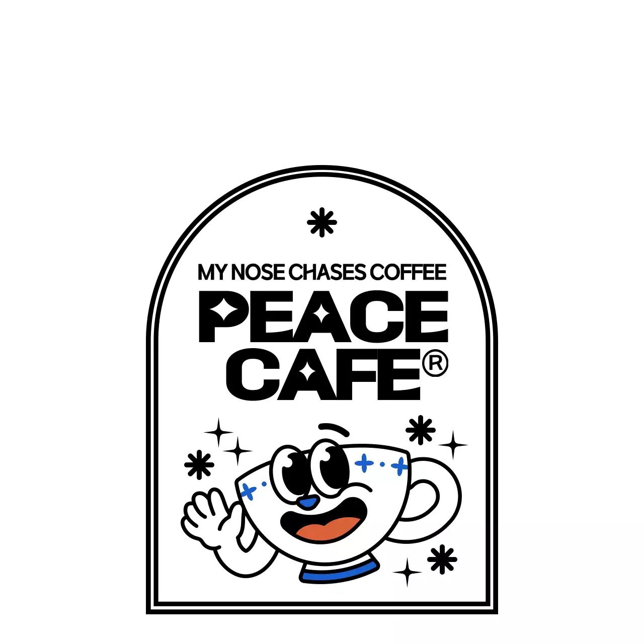 하얀색과 하늘색 검정색의 귀엽고 힙한 커피잔 캐릭터 스타일 리뷰 이벤트 안내 