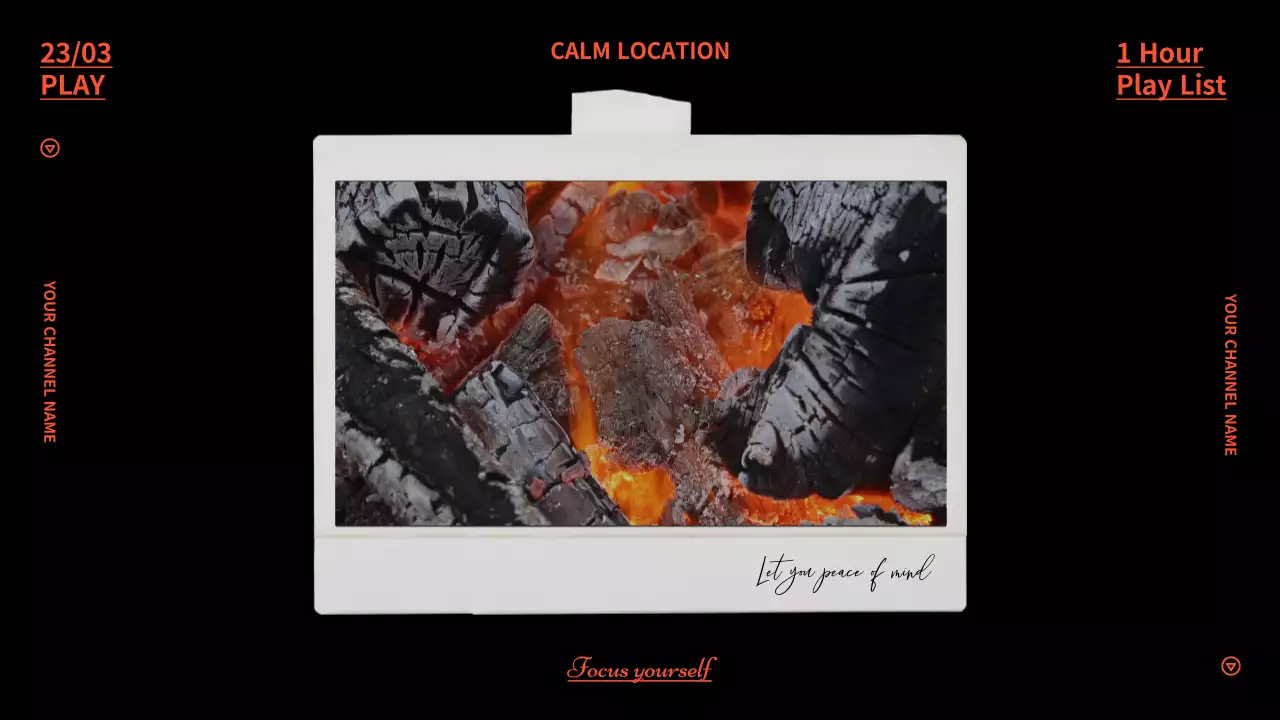 주황색과 검정색의 분위기 있는 불멍 폴라로이드