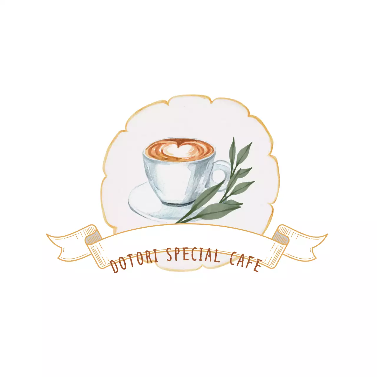 부드러운 색상의 앤틱한 컨셉인 카페 로고 스타일