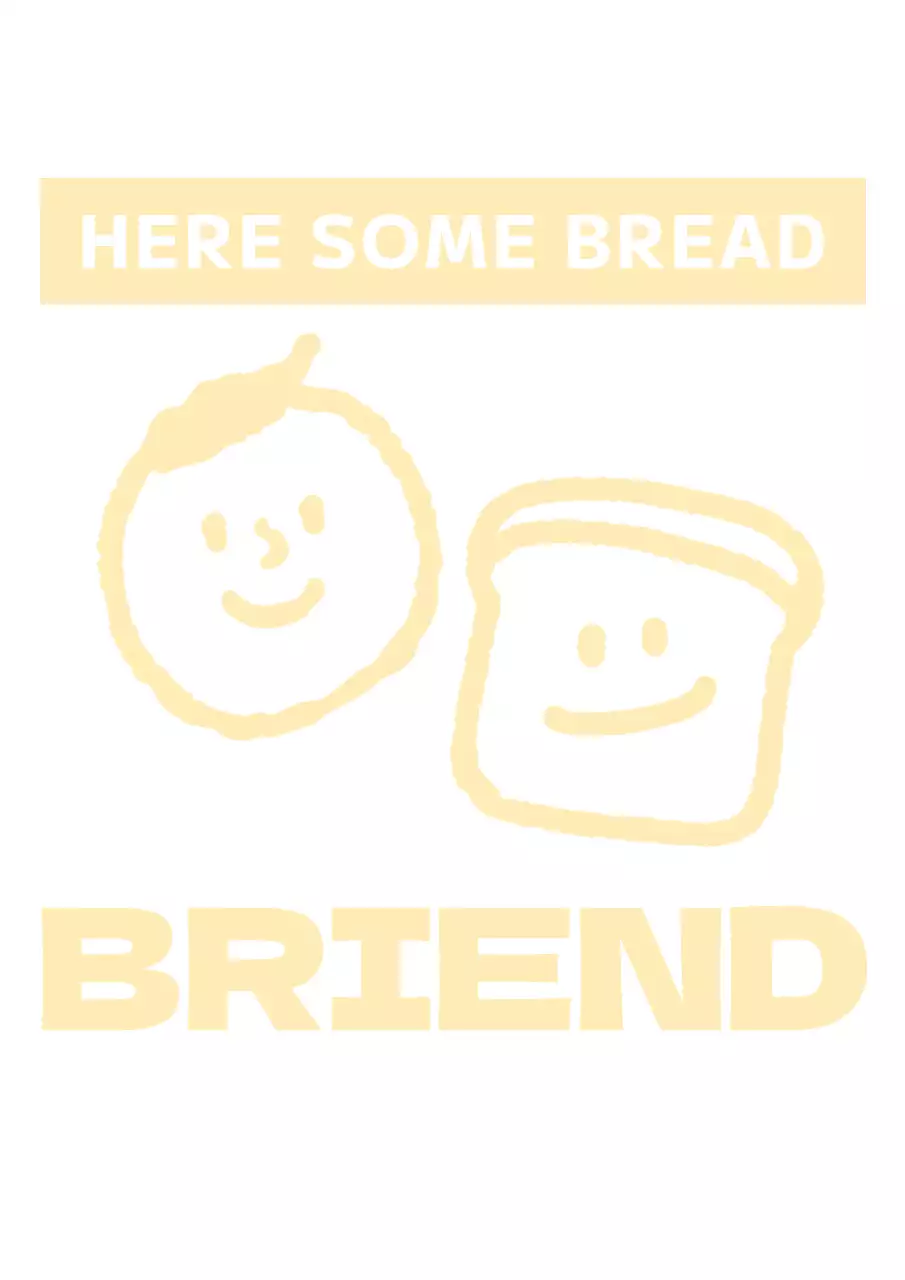 노란색의 귀여운 사람과 식빵 일러스트가 있는 깔끔한 빵집 디자인