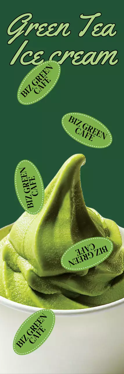 초록색의 시원한 녹차 아이스크림 카페 메뉴 홍보