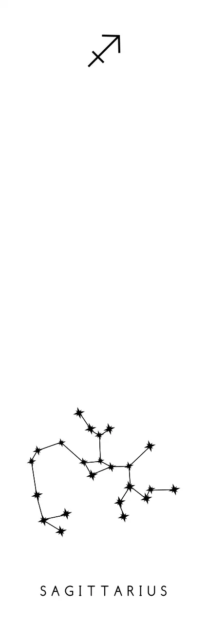 검정색의 별자리 모양과 심볼이 있고 빛나는 효과 일러스트가 있는 기념 굿즈