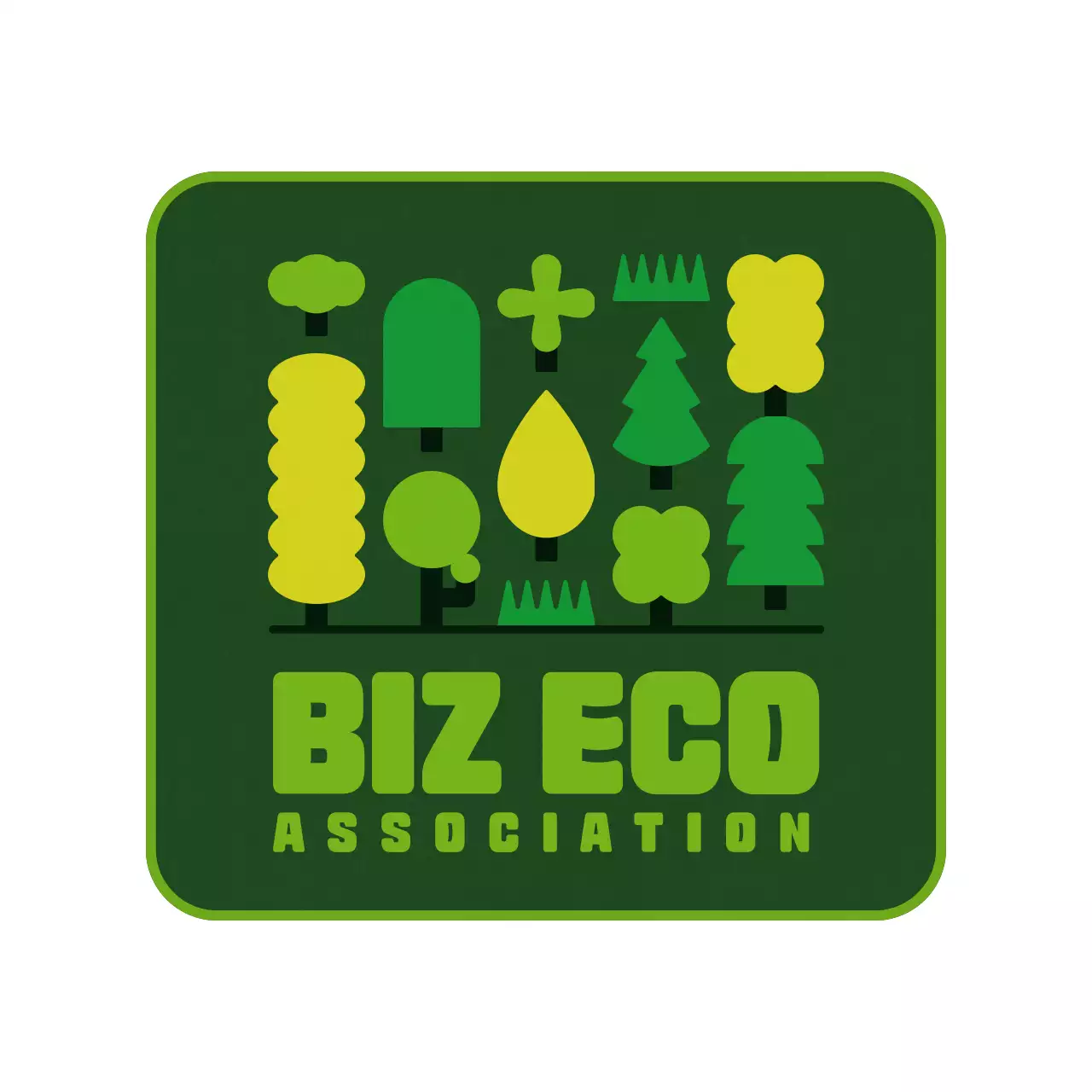 초록색 계열의 둥글고 귀여운 나무 일러스트 패턴 스타일 개인 굿즈