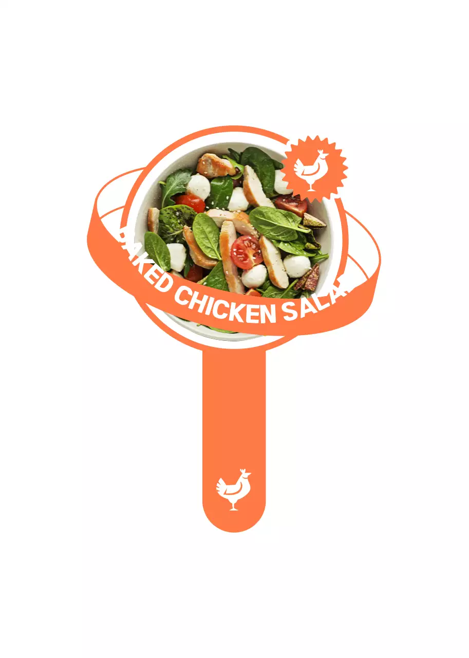 형광색상의 힙한 행성 디자인의 샐러드 메뉴 안내