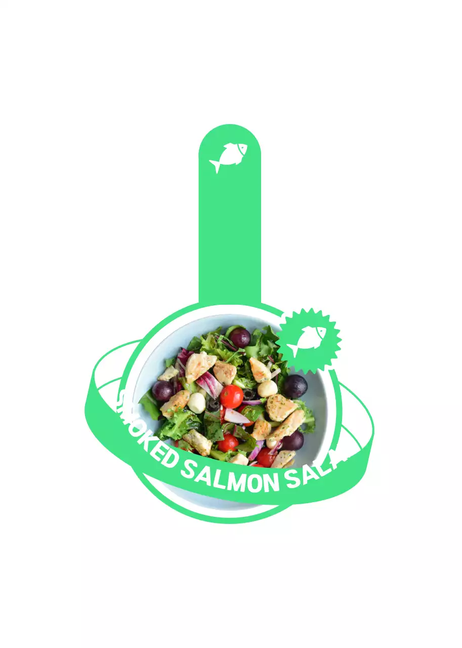 형광색상의 힙한 행성 디자인의 샐러드 메뉴 안내