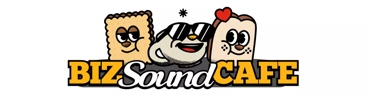 노란색과 검정색의 귀엽고 힙한 캐릭터 로고 스타일 카페 굿즈