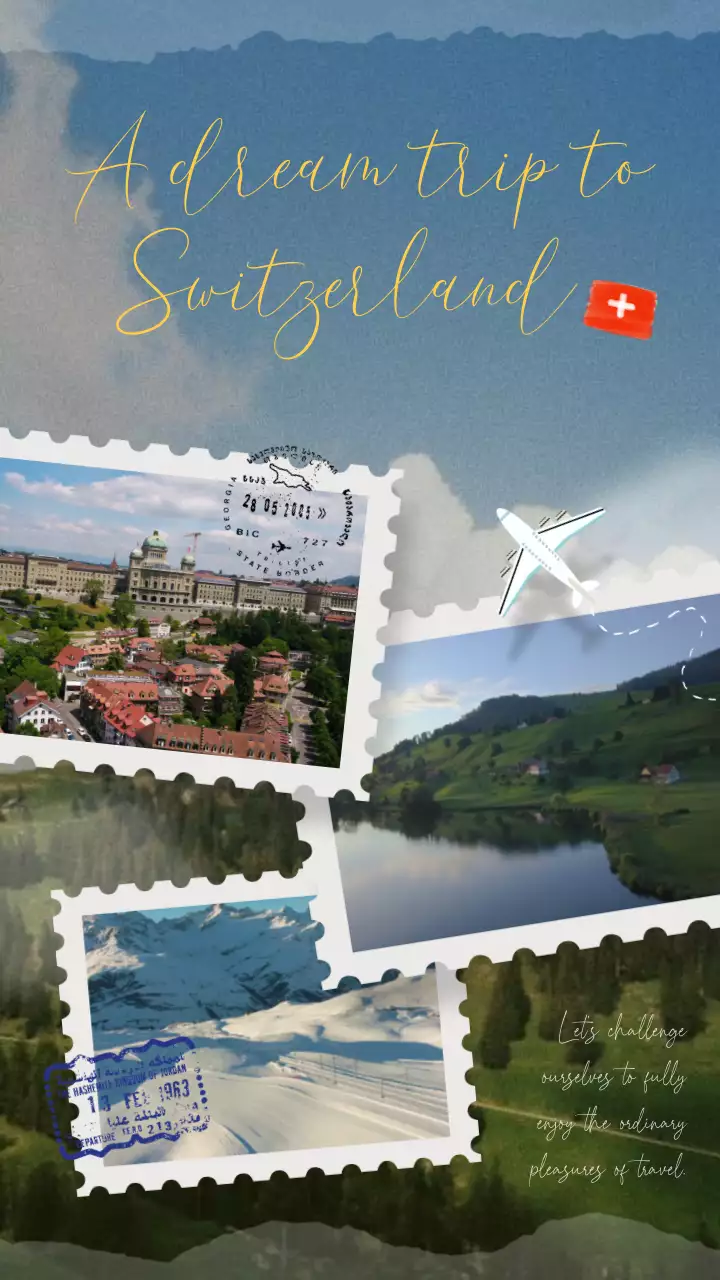 초록색 우표 느낌의 해외여행 홍보 내용