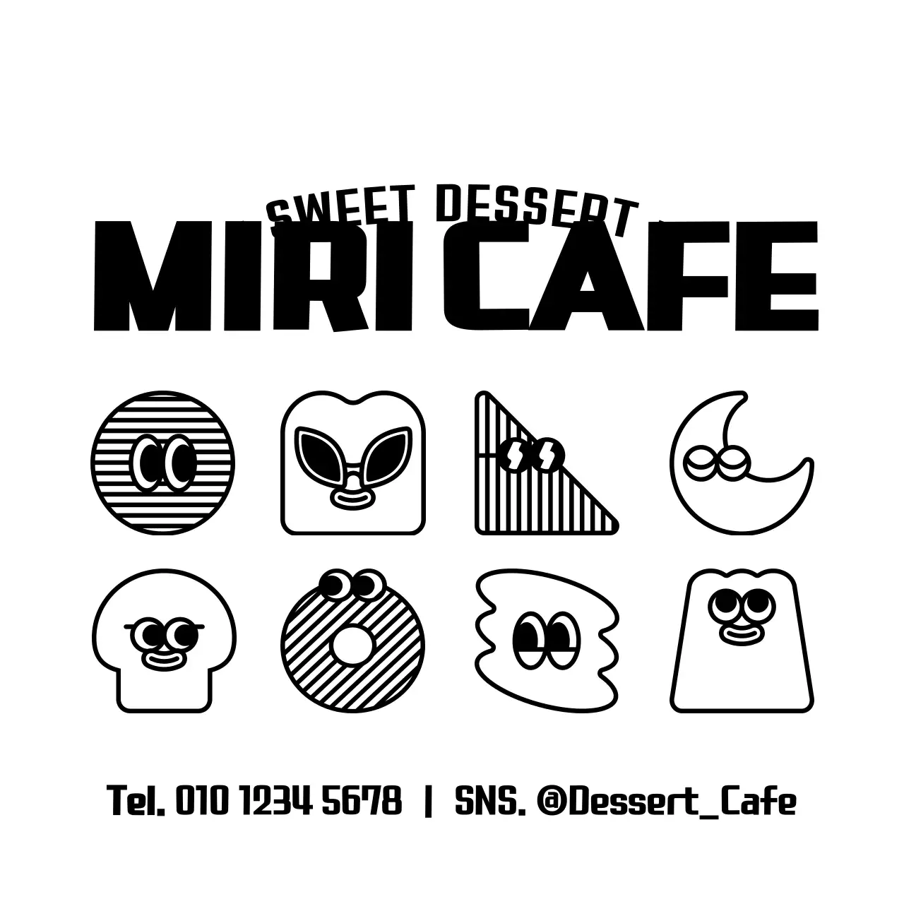 동글동글 귀여운 디저트 캐릭터 조합 스타일 카페 홍보 및 정보 안내 