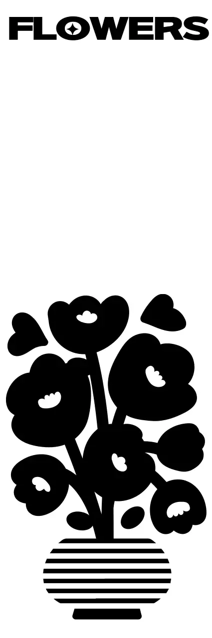 심플하고 힙한 꽃 일러스트와 텍스트 조합 스타일 개인굿즈용 