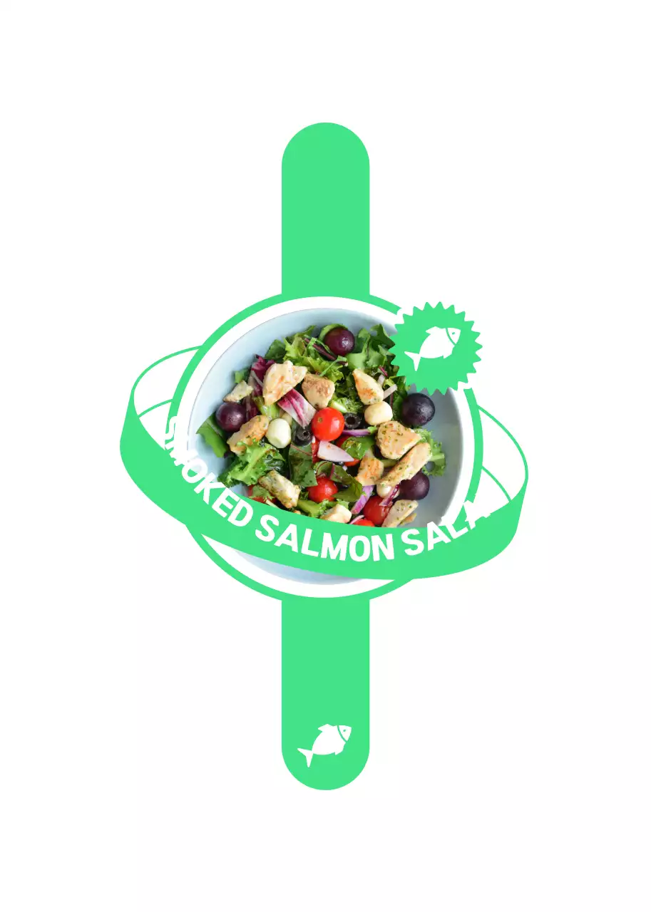 형광색상의 힙한 행성 디자인의 샐러드 메뉴 안내