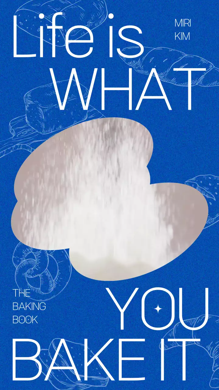 파란색 배경 테마 빵 일러스트 컨셉의 베이킹 레시피 안내