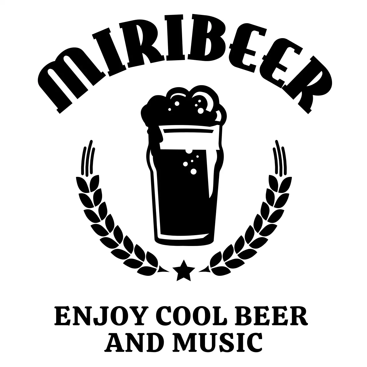 검정색의 심플한 일러스트 로고가 있는 맥주집 컨샙