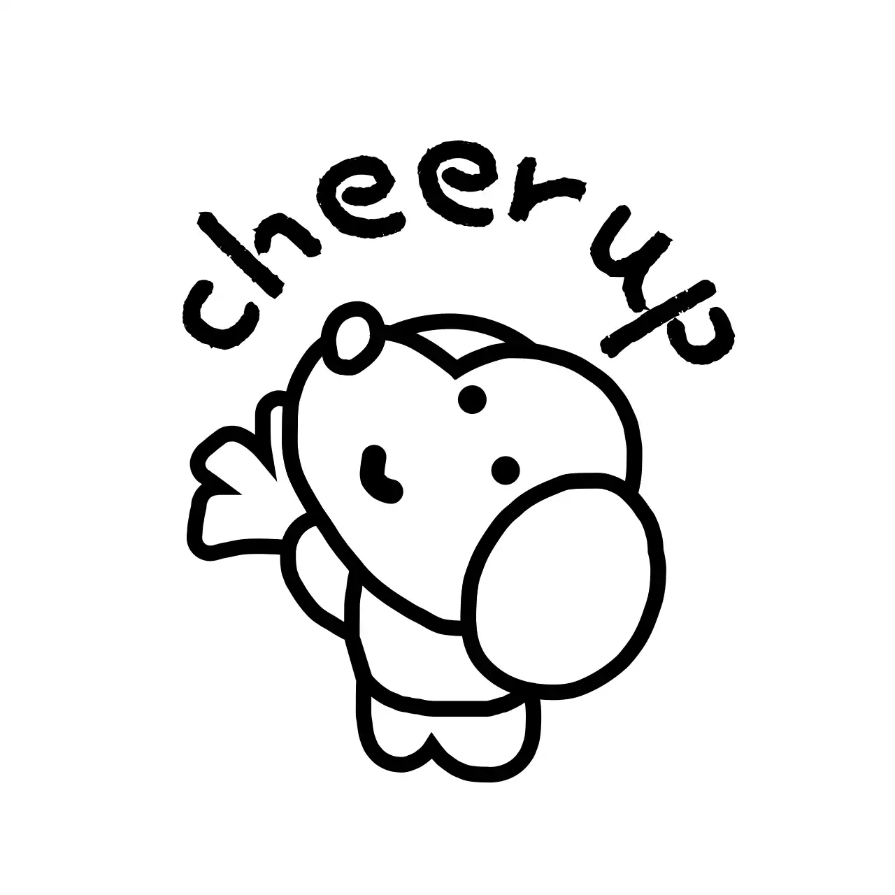 검정색의 귀여운 강아지 라인 일러스트가 있는 응원하는 컨셉