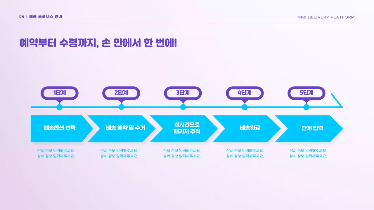 보라 하늘색 컬러의 쉬운 배송 솔루션 딜리버리 소개