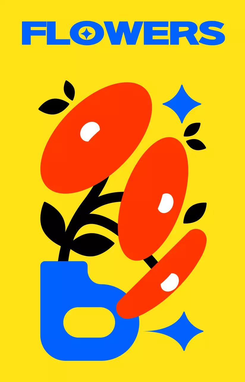 다채로운 컬러의 귀엽고 힙한 꽃 일러스트 스타일 개인굿즈용 