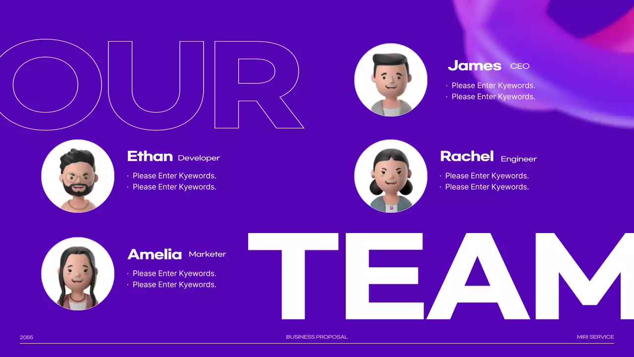 보라색 3D 도형 그라데이션 이미지의 피치덱 