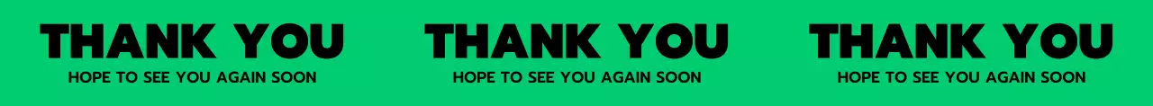 초록색과 녹색의 감사 문구의 텍스트로 이루어진 심플한 디자인