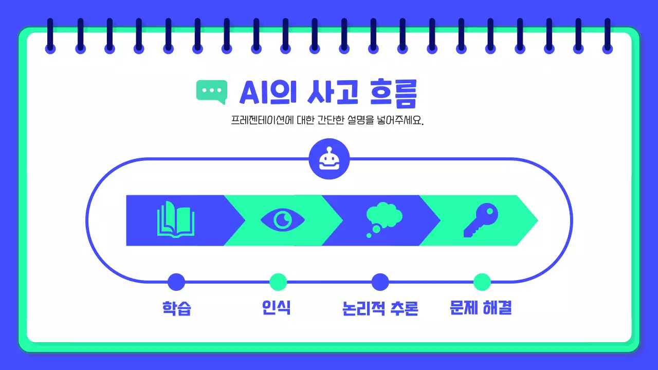 파란색 배경의 아기자기하고 키치한 Ai 로봇 발표