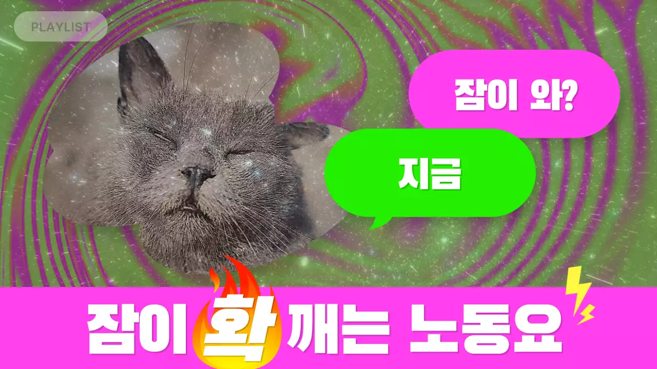 분홍색 고양이 키치한 졸음방지 광고