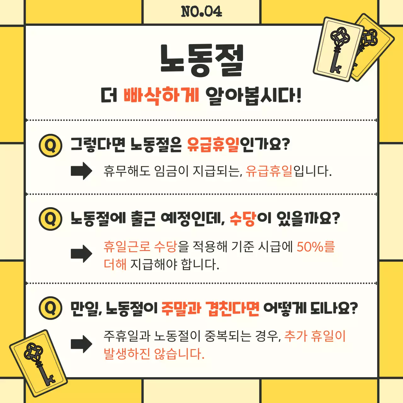 노랑과 하늘색의 보드게임 컨셉 노동절 설명