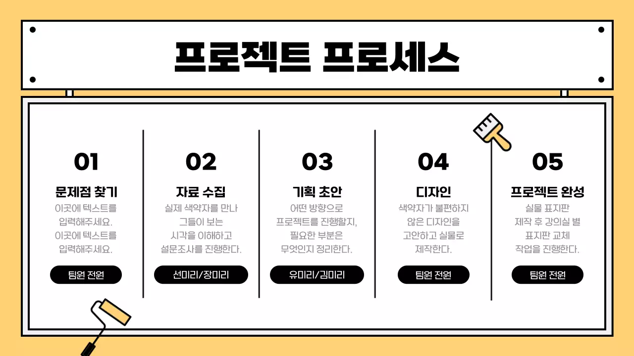 노란색 포인트의 귀여운 강의실 표지판 리디자인