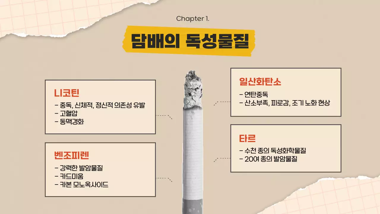 베이지 팝아트 콜라주 컨셉의 청소년 금연 교육