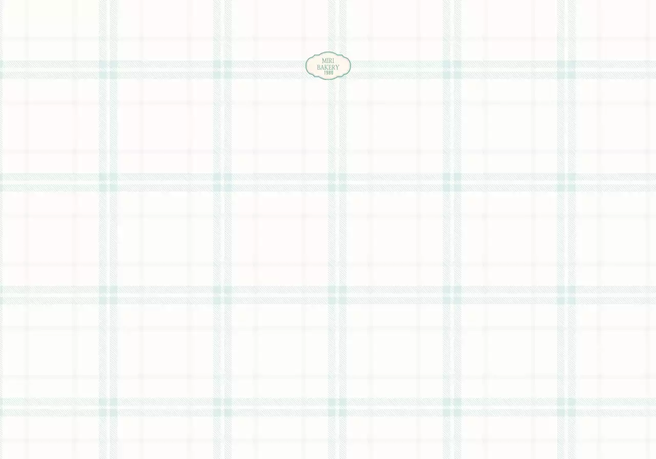 민트색과 노란색의 체크패턴이 있는 고급스러운 패치가 있는 빵집 컨셉