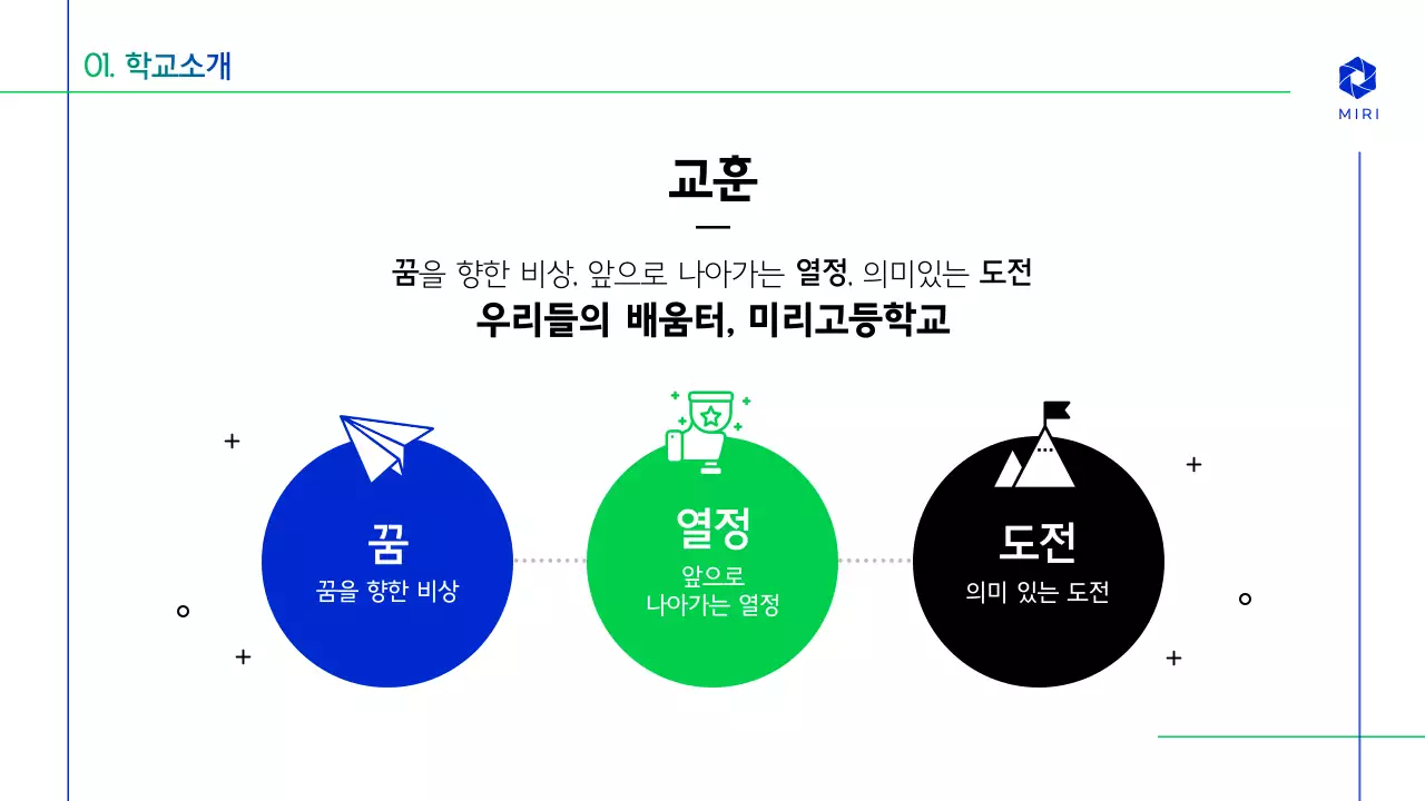 초록색과 파란색의 학교 소개 테마