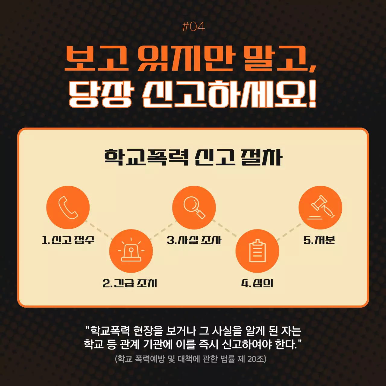 주황색의 학교폭력 근절 홍보