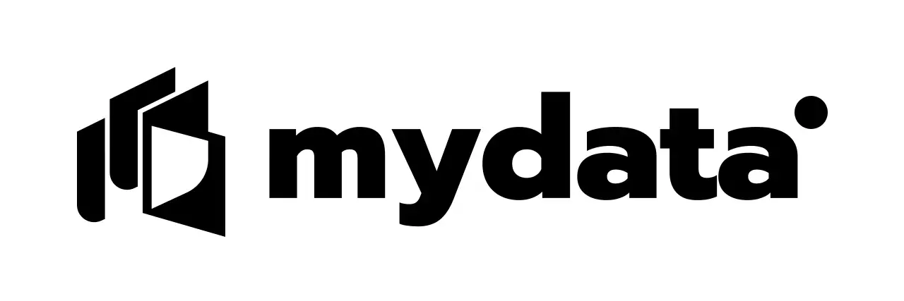 검정색의 심플한 심볼로고가 있는 데이터 관리 회사 로고