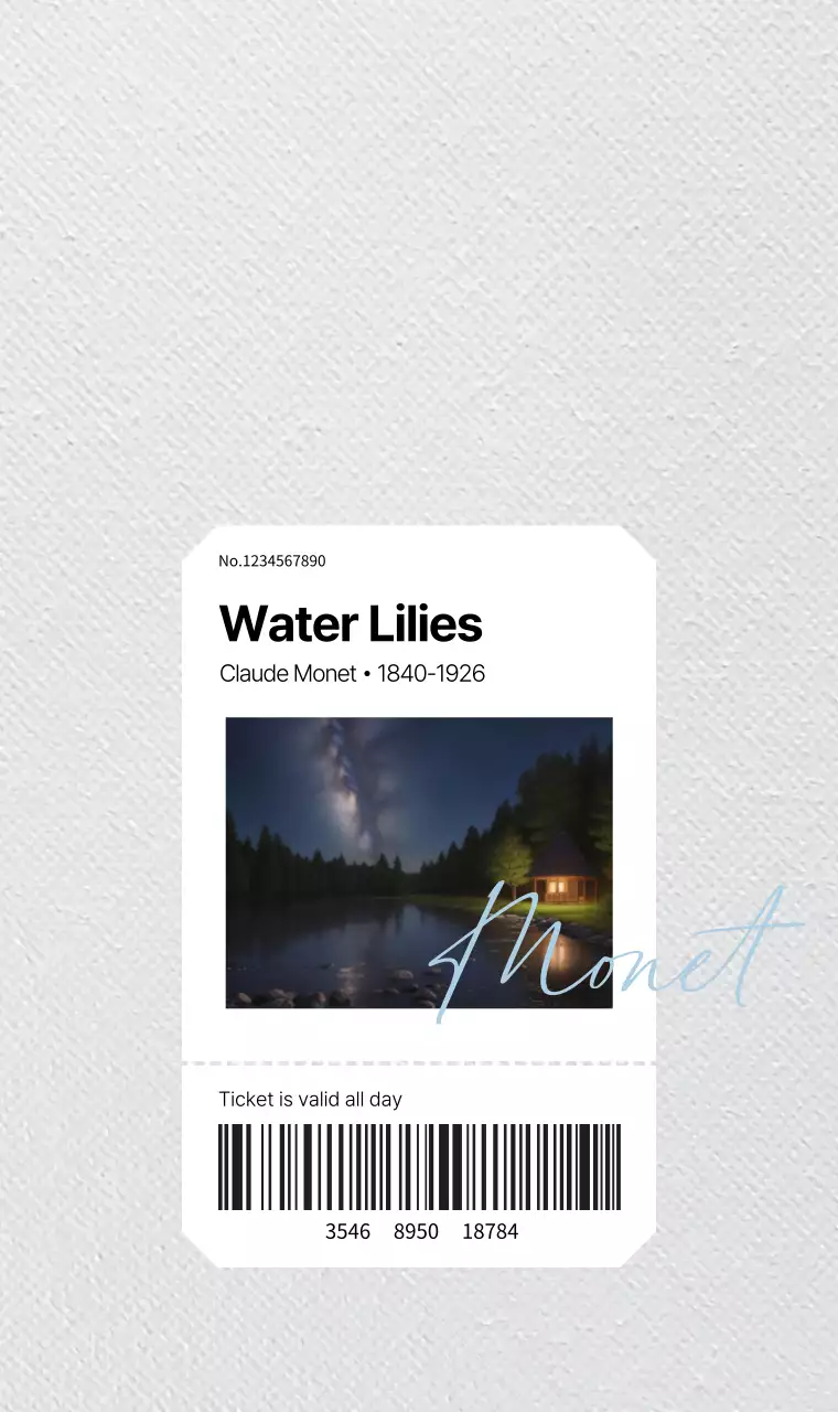 티켓 컨셉의 세련된 타이포그래피와 명화 사진
