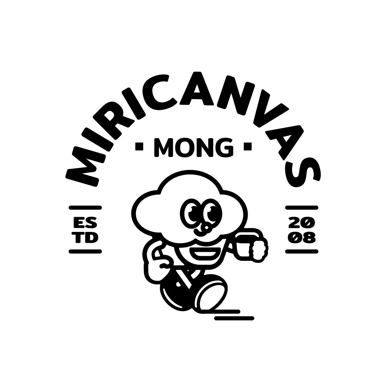 심플하고 귀여운 컵케이크 일러스트가 들어간 앰블럼 로고 스타일 카페