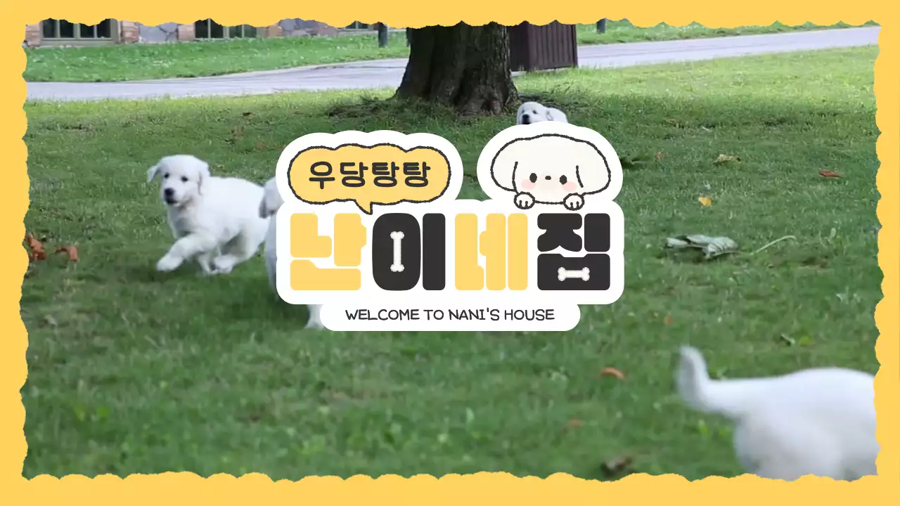 노란색의 귀여운 강아지 일러스트 크리에이터 키트