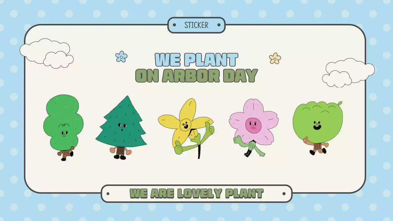 그린과 하늘색 식목일의 이벤트를 위한 교육 자료