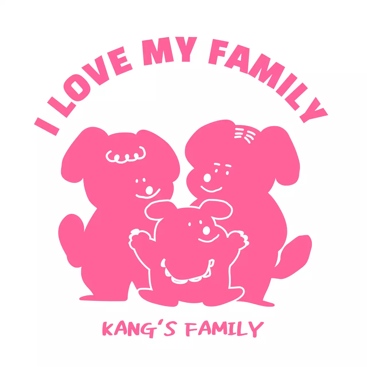 분홍색의 귀여운 컨셉의 가족 단체 티셔츠