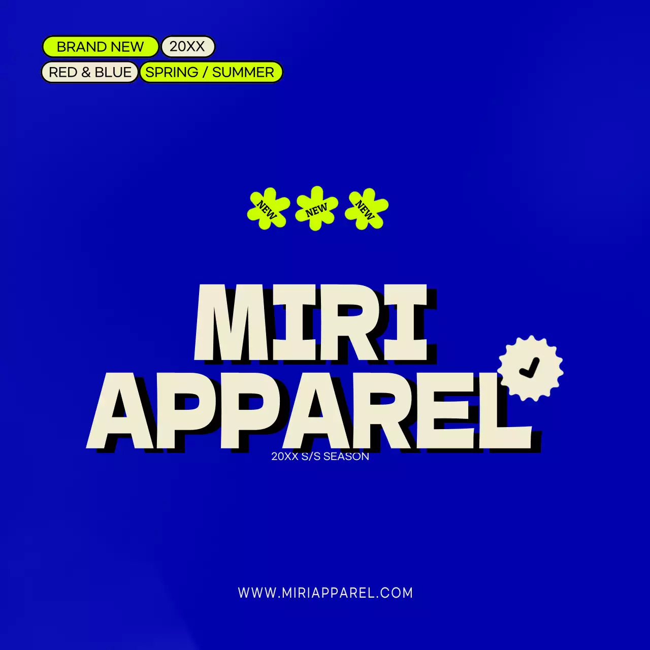 파란색과 빨간색의 의류 브랜드 신제품 광고