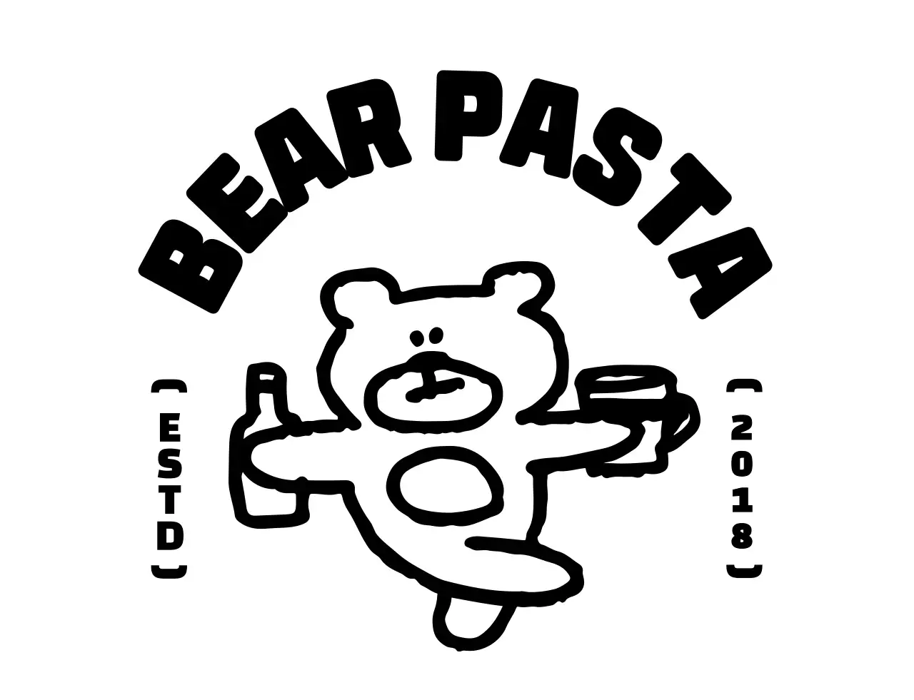 귀여운 곰돌이 일러스트가 들어간 앰블럼 로고 스타일의 펍 정보 안내 및 서비스용 