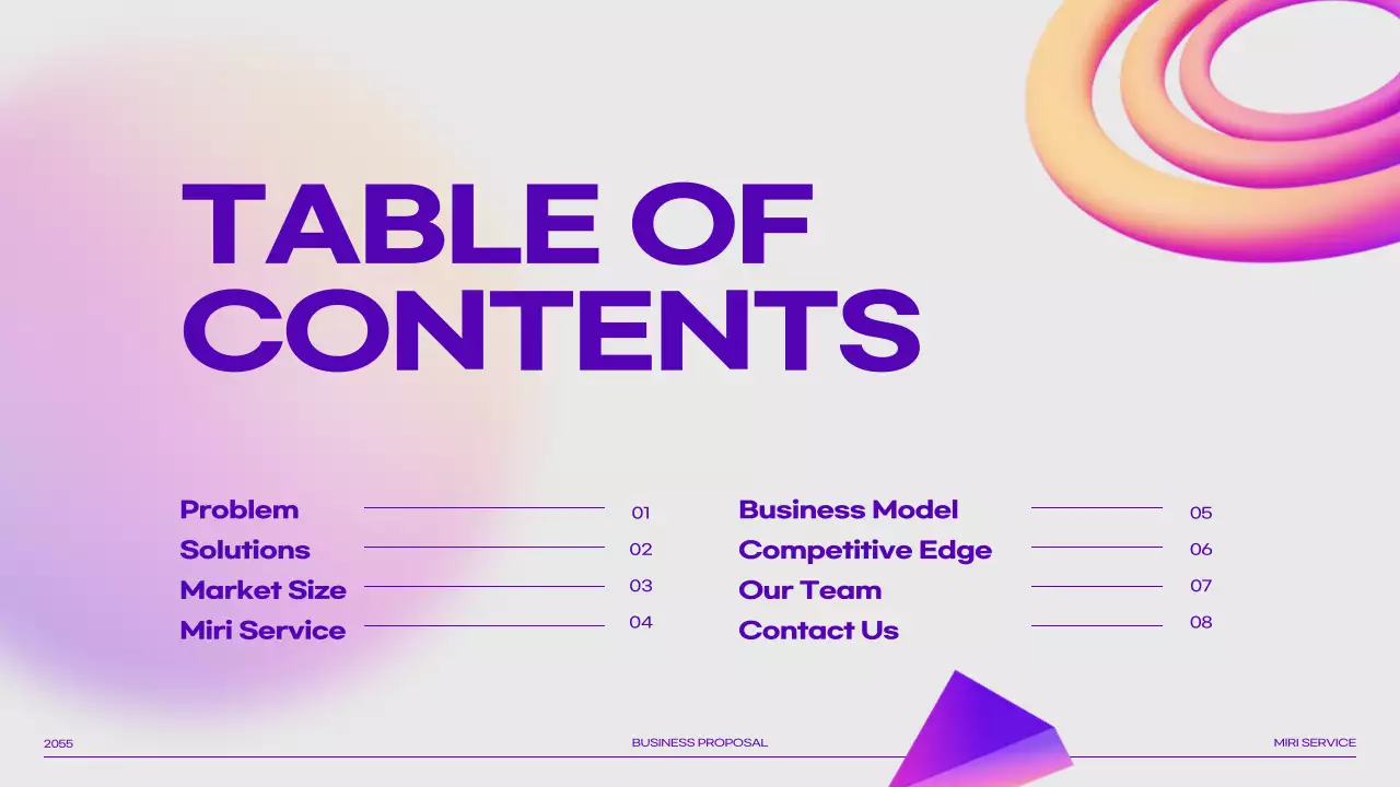 보라색 3D 도형 그라데이션 이미지의 피치덱 