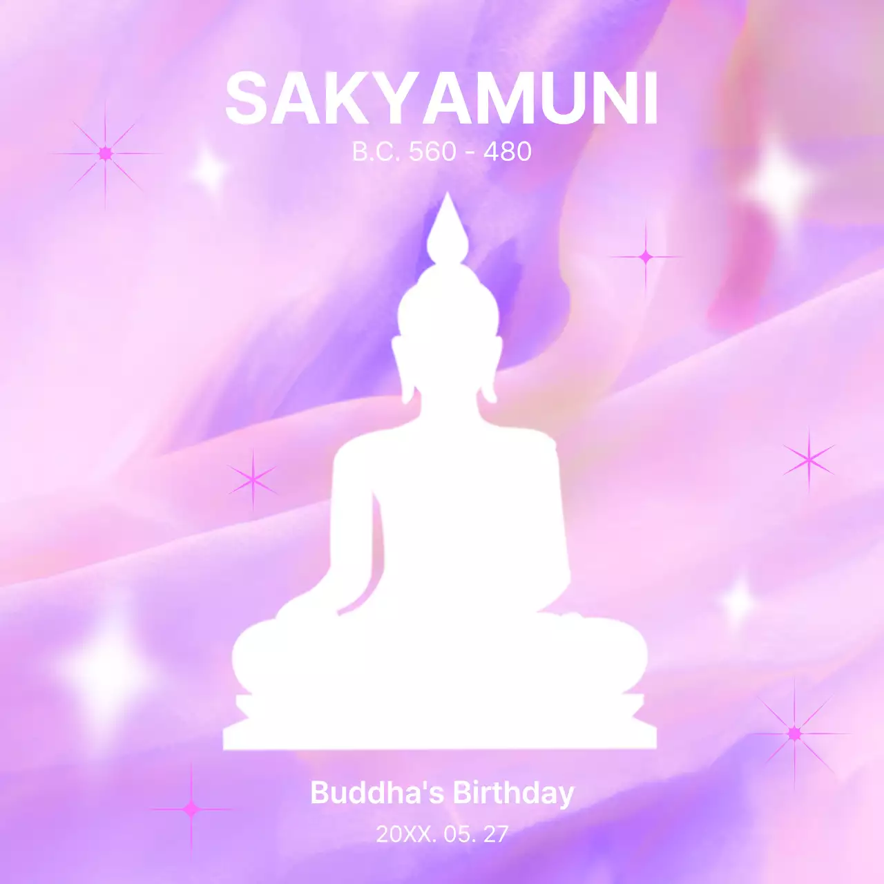 분홍색과 보라색 테마 부처님 오신날 기념