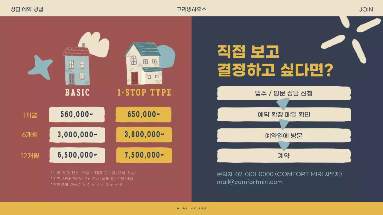 민트색 편안한 드로잉 컨셉의 집 일러스트를 사용한 입주제안서