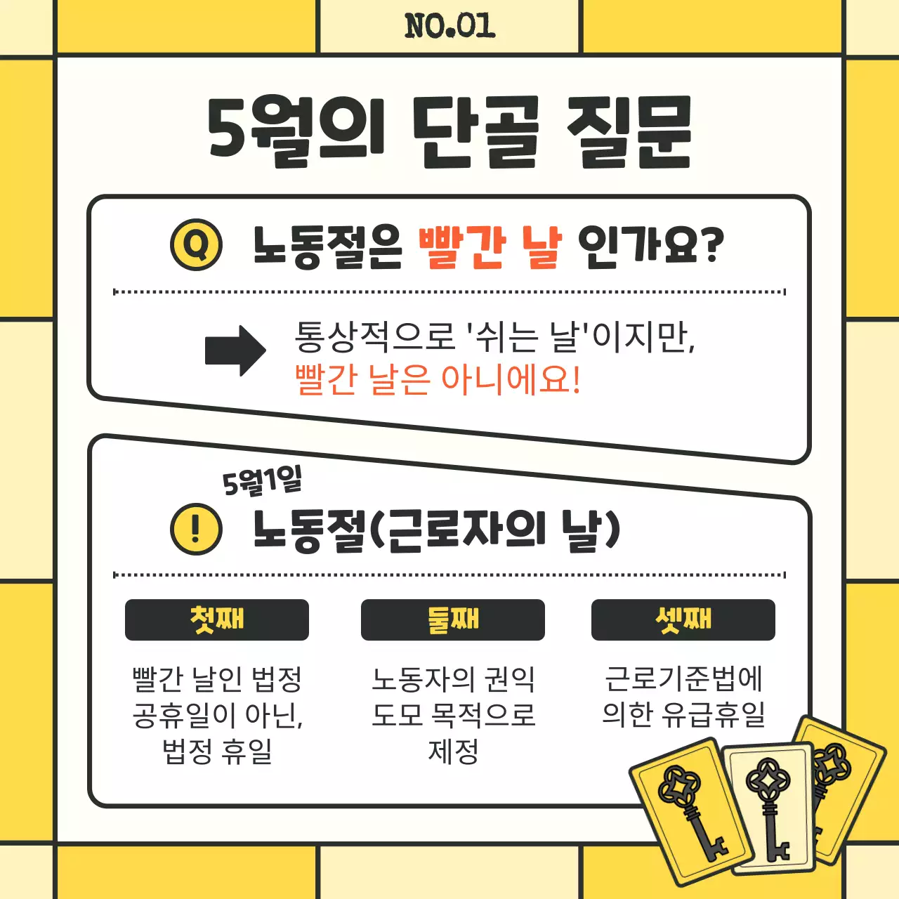 노랑과 하늘색의 보드게임 컨셉 노동절 설명