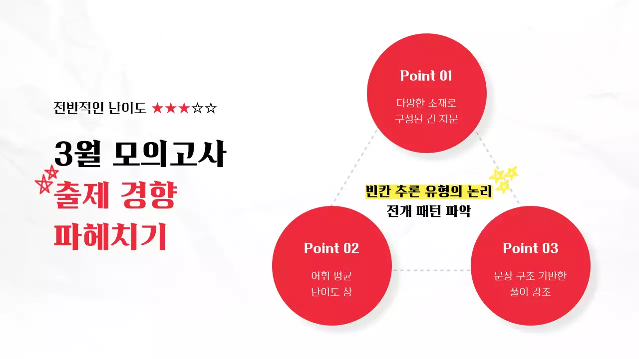 빨간색 포인트의 시험지 심플 모던한 문제풀이