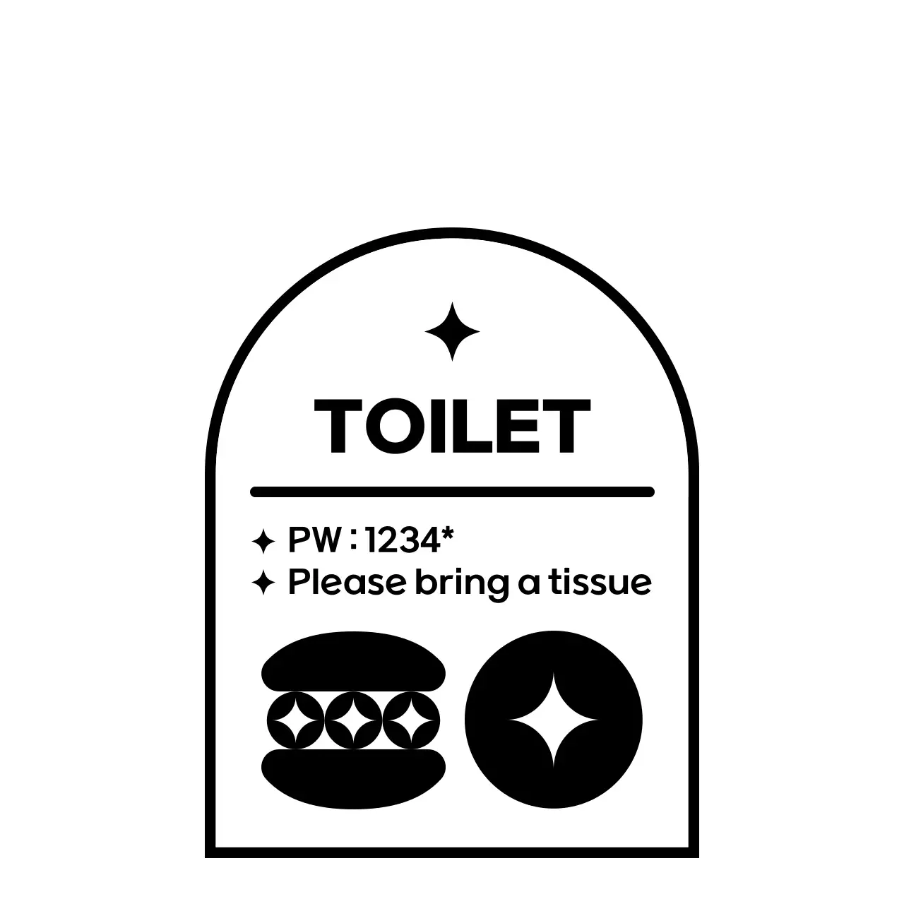 검정색과 하얀색의 심플하고 깔끔한 디저트 아이콘과 텍스트 조합 스타일 매장 정보 안내용 