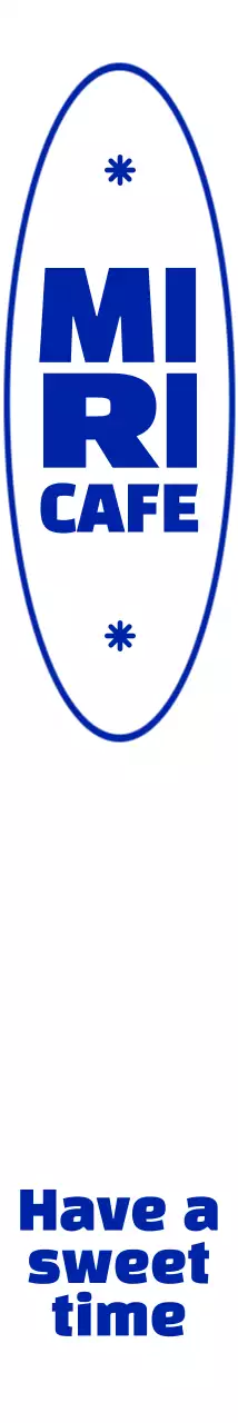 남색의 깔끔하고 심플한 도형과 텍스트 문구 조합 스타일 카페