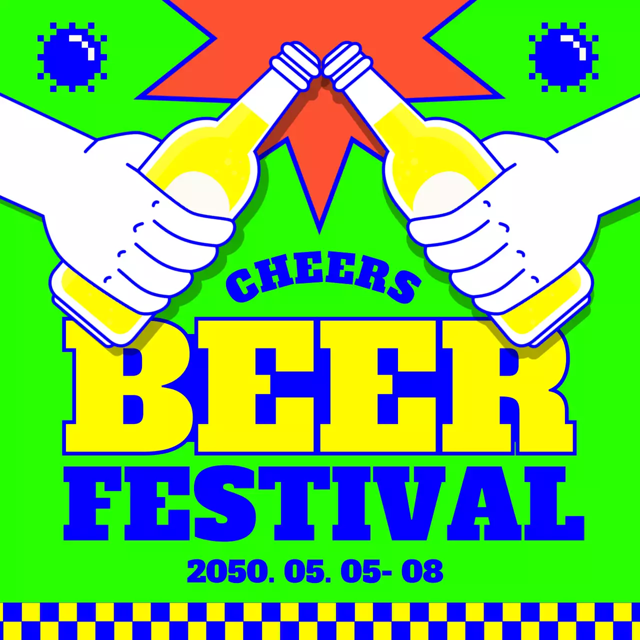 컬러풀한 네온색의 맥주 페스티벌 홍보