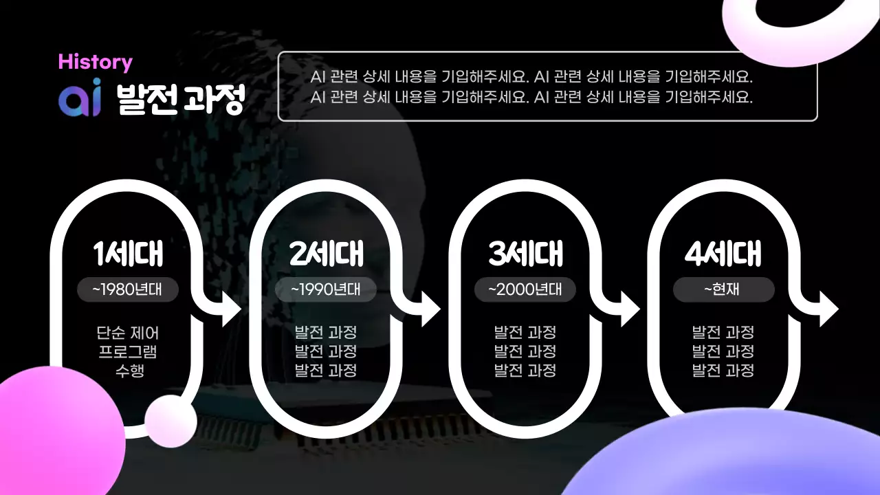 하늘색 그라데이션 배경과 3D 입체 도형이 어울러진 ai 인공지능 관련 발표자료